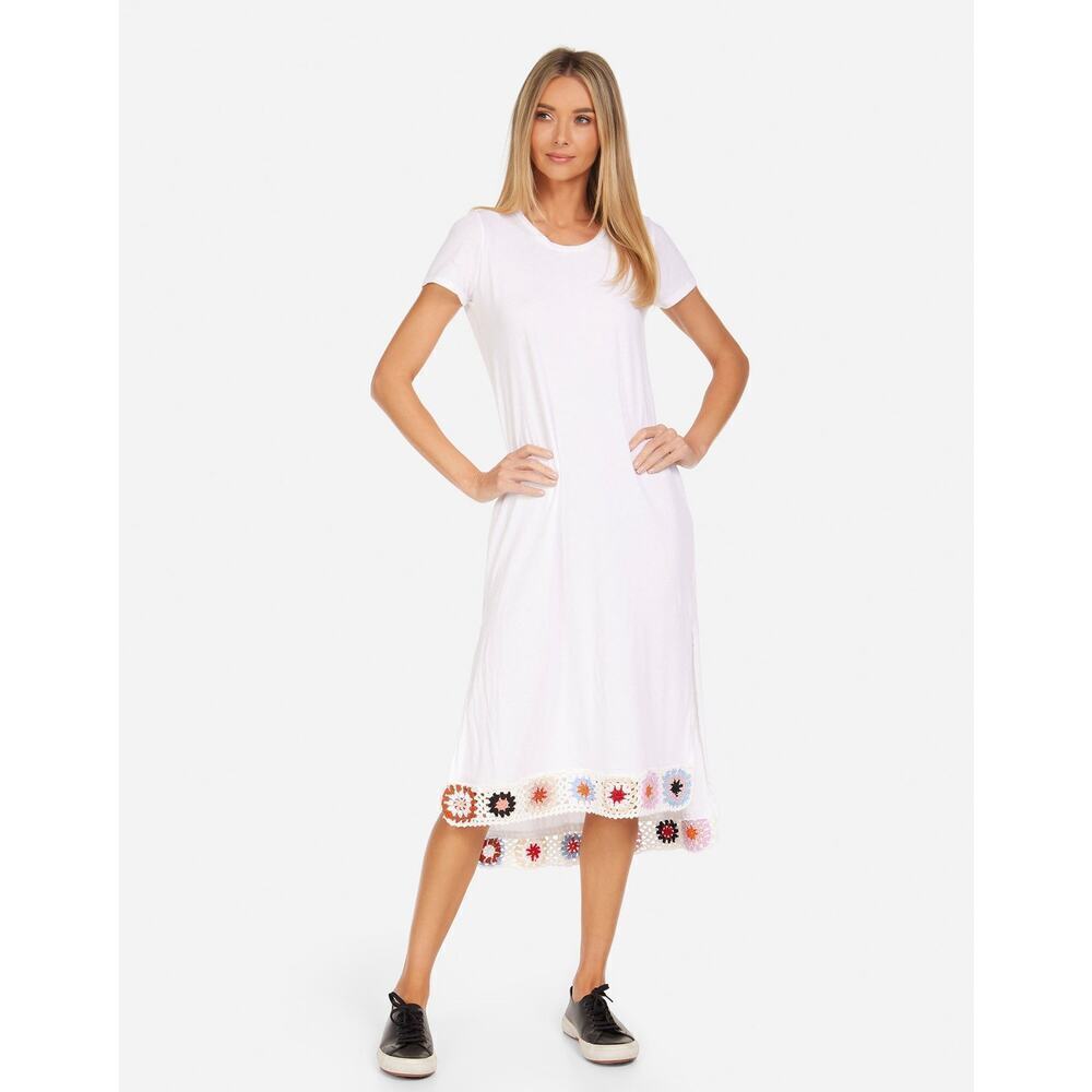 Michael Lauren Crochet Lace Lombardi Dress Short Sleeve White Size Medium NWT